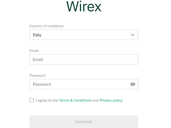 registrazione wirex